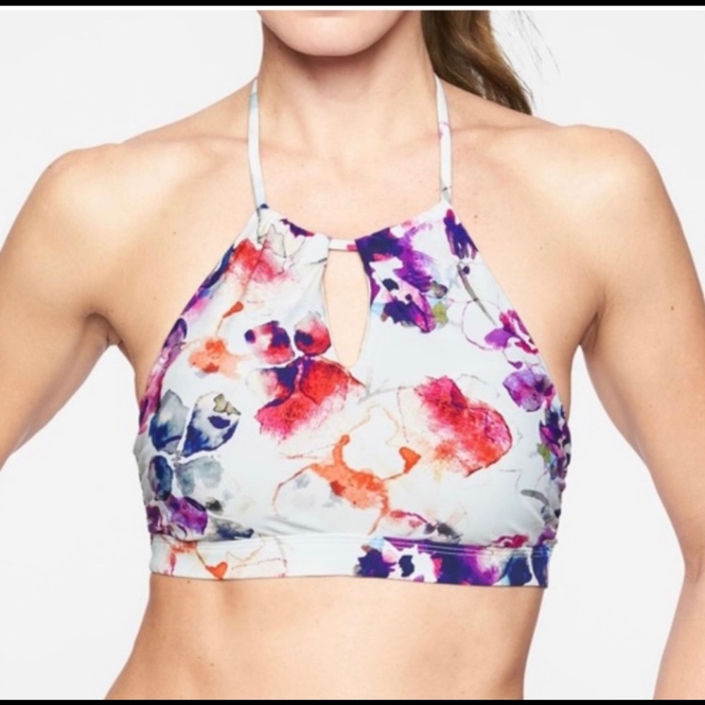 Athletic watercolors halter bikini set .